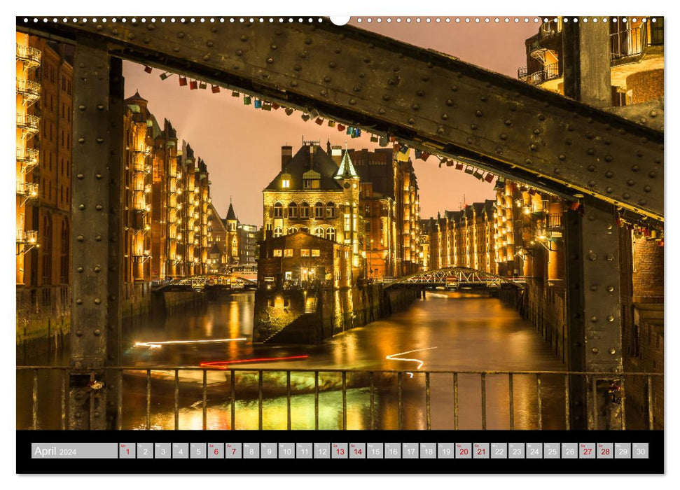 Hamburgs Brücken bei Nacht (CALVENDO Wandkalender 2024)
