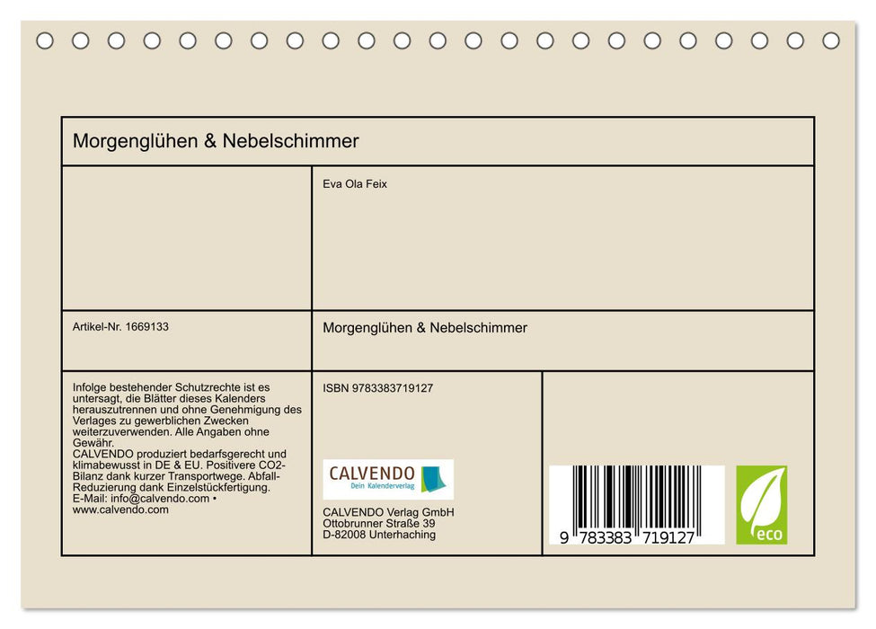 Morgenglühen & Nebelschimmer (CALVENDO Wandkalender 2024)