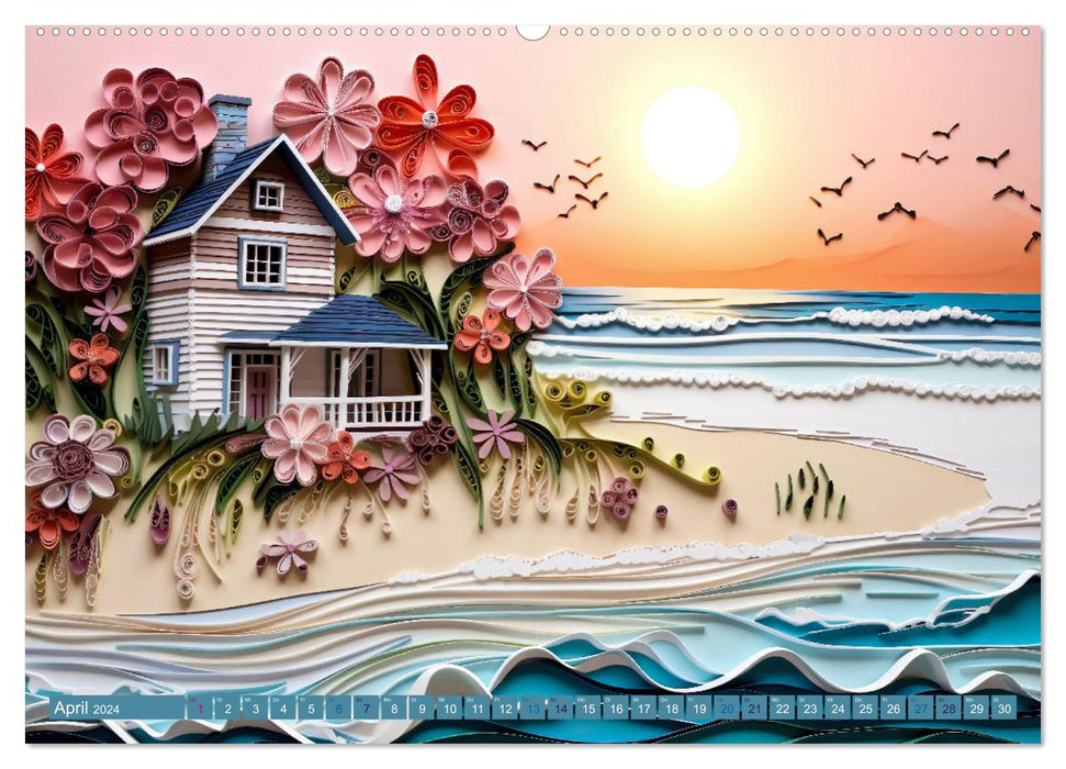 Strandhauszauber aus Papier (CALVENDO Premium Wandkalender 2024)