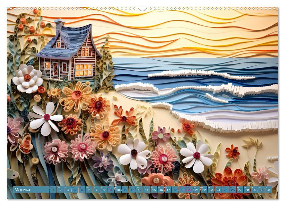 Strandhauszauber aus Papier (CALVENDO Premium Wandkalender 2024)