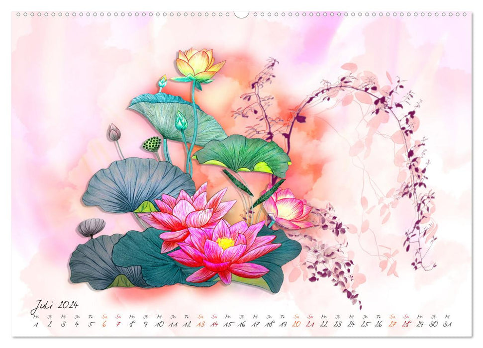 Lotus Blütenzauber (CALVENDO Premium Wandkalender 2024)