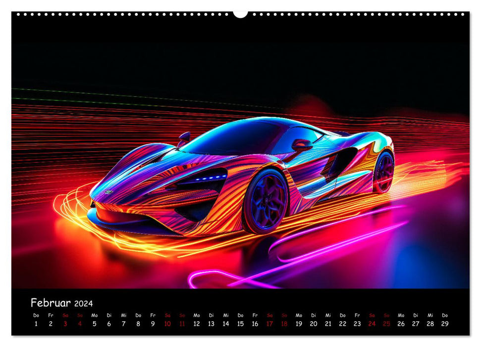 Futuristische Neon Cars (CALVENDO Premium Wandkalender 2024)