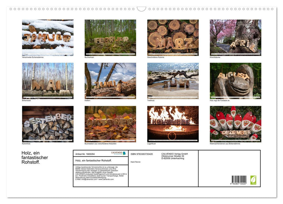 Holz, ein fantastischer Rohstoff. (CALVENDO Wandkalender 2024)