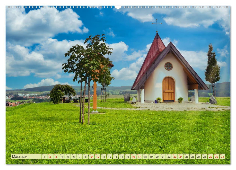 Die Stauden, Kirchen und Kapellen im Naturpark Augsburg westliche Wälder (CALVENDO Premium Wandkalender 2024)