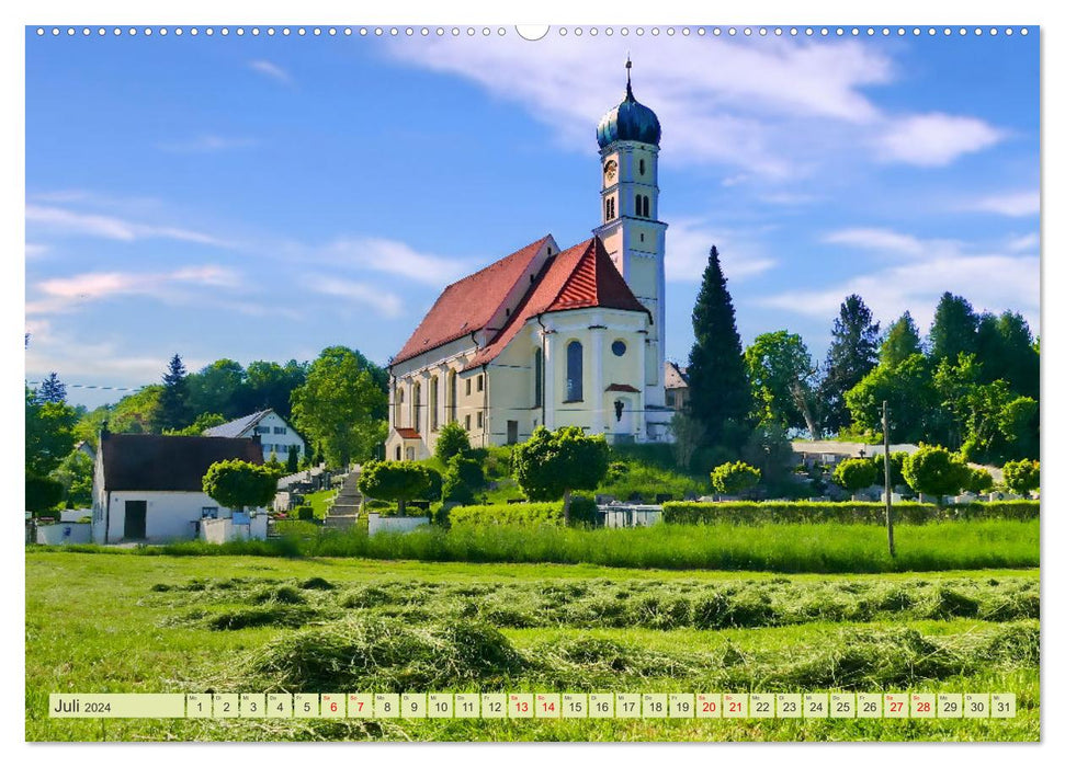 Die Stauden, Kirchen und Kapellen im Naturpark Augsburg westliche Wälder (CALVENDO Premium Wandkalender 2024)