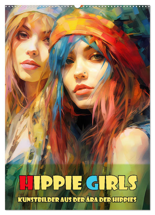 Hippie Girls Kunstbilder aus der Ära der Hippies (CALVENDO Wandkalender 2024)
