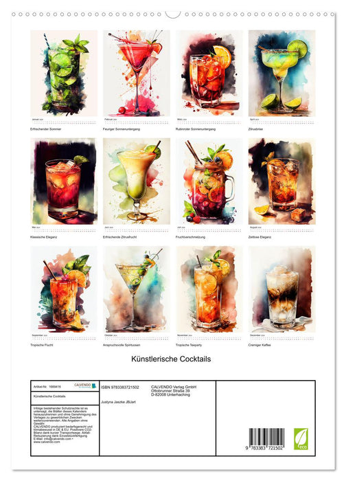Cocktails artistiques (Calendrier mural CALVENDO Premium 2024) 