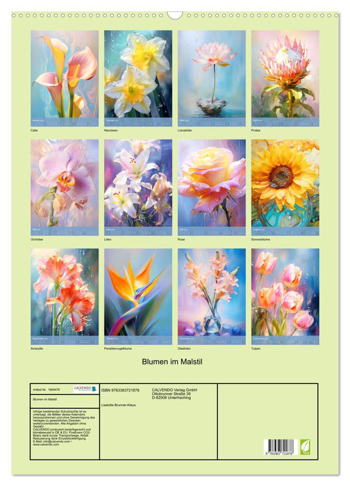 Blumen im Malstil (CALVENDO Wandkalender 2024)