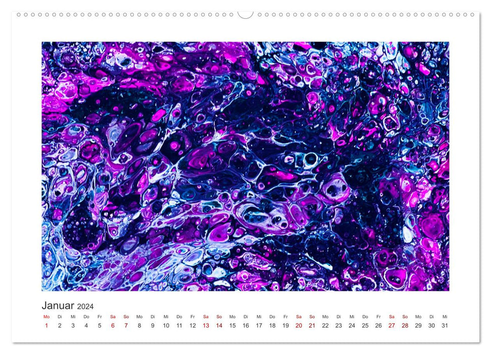 Votre année abstraite avec la couleur violet (Calendrier mural CALVENDO Premium 2024) 