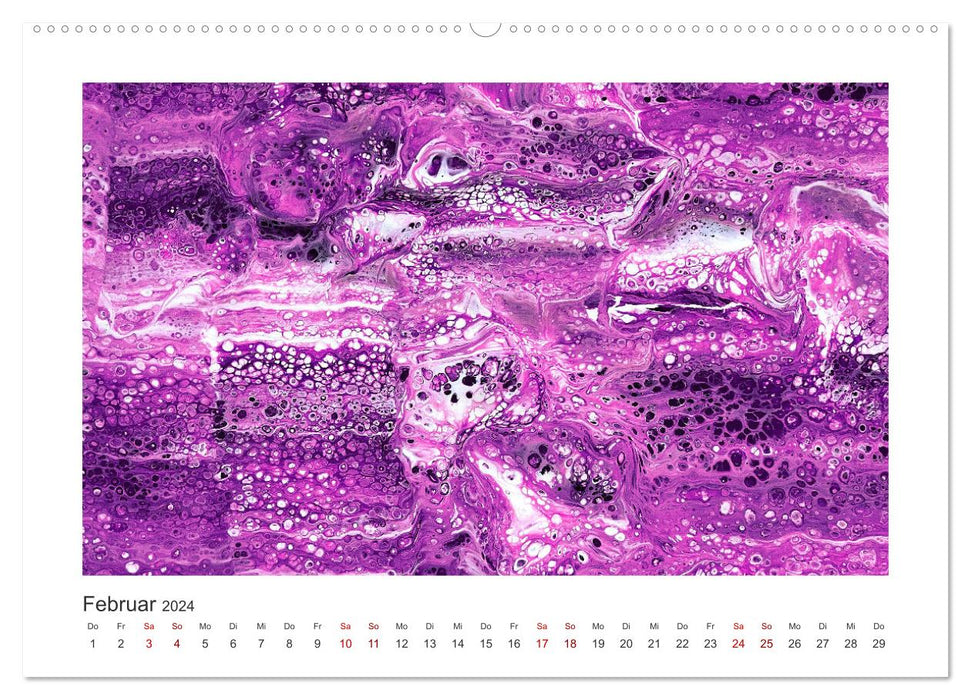 Votre année abstraite avec la couleur violet (Calendrier mural CALVENDO Premium 2024) 