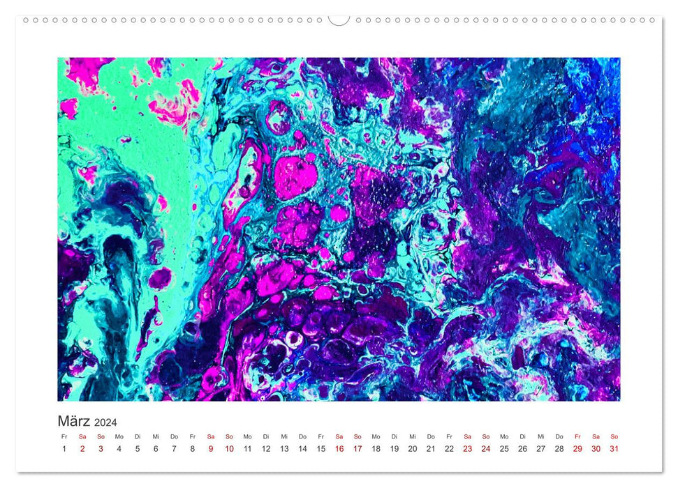 Votre année abstraite avec la couleur violet (Calendrier mural CALVENDO Premium 2024) 