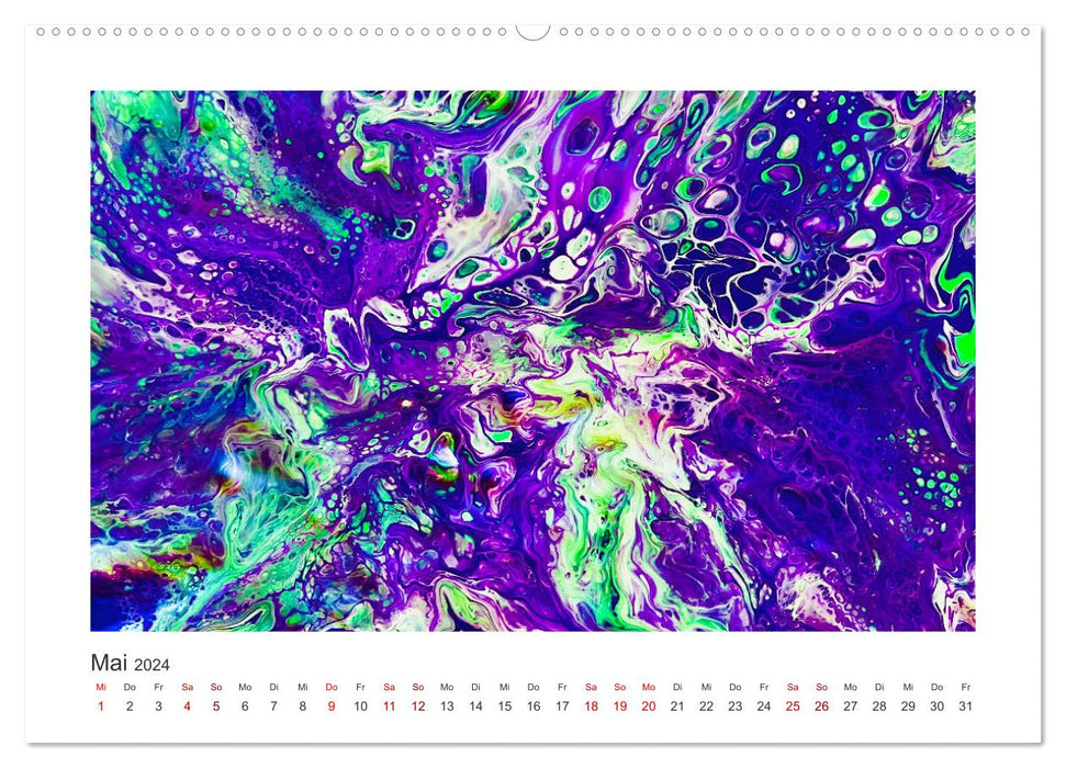 Votre année abstraite avec la couleur violet (Calendrier mural CALVENDO Premium 2024) 