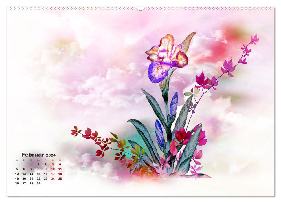 Dessins de fleurs d'iris (Calendrier mural CALVENDO Premium 2024) 