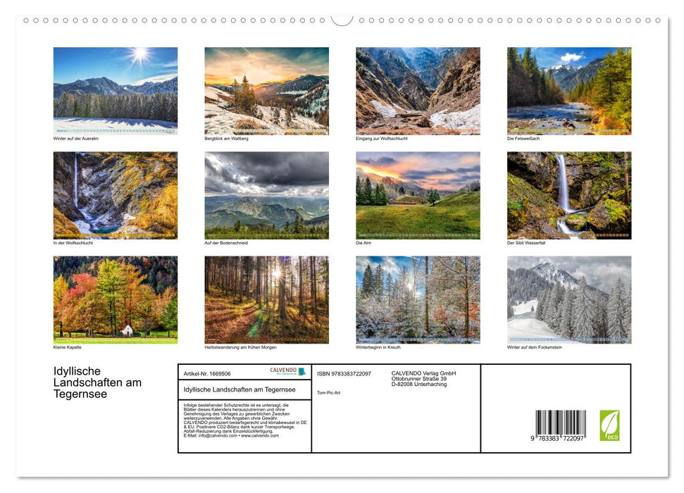 Paysages idylliques au Tegernsee (Calendrier mural CALVENDO Premium 2024) 