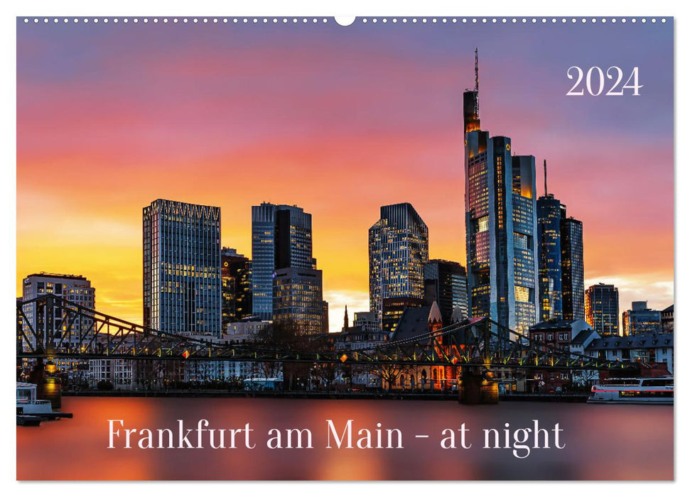 Frankfurt am Main - at night (CALVENDO Wandkalender 2024)