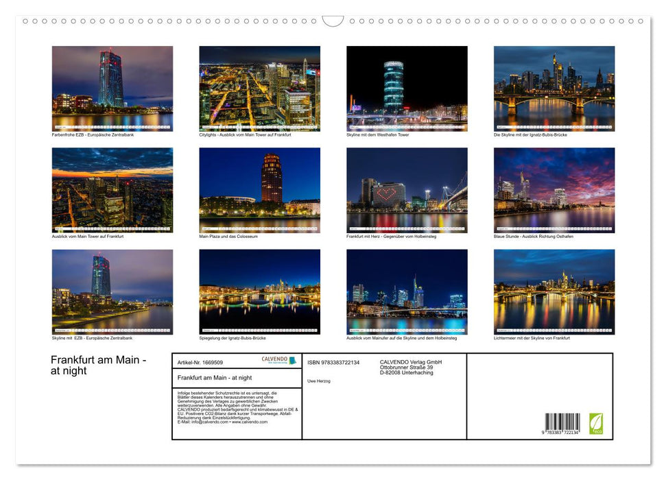 Frankfurt am Main - at night (CALVENDO Wandkalender 2024)