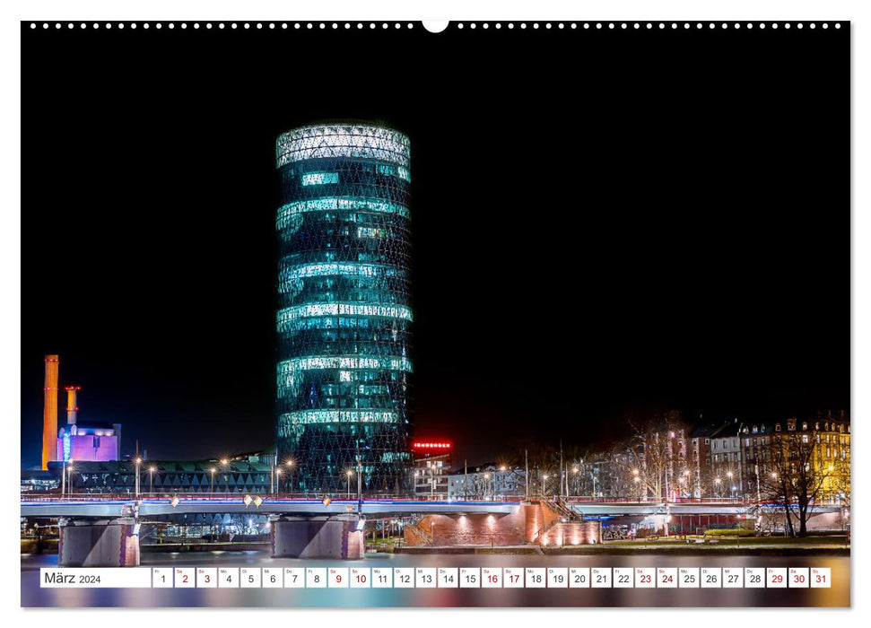 Frankfurt am Main - at night (CALVENDO Premium Wandkalender 2024)