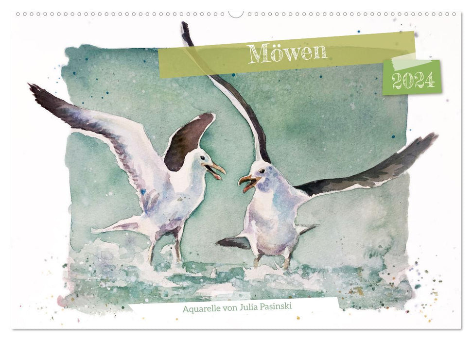 Möwen - Aquarelle von Julia Pasinski (CALVENDO Wandkalender 2024)