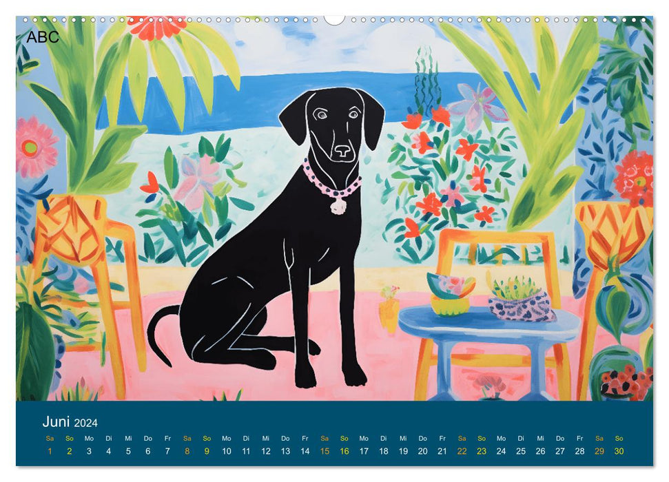 Hunde Kunstwerke - Hunde im Stil des Fauvismus künstlerisch gestaltet (CALVENDO Wandkalender 2024)