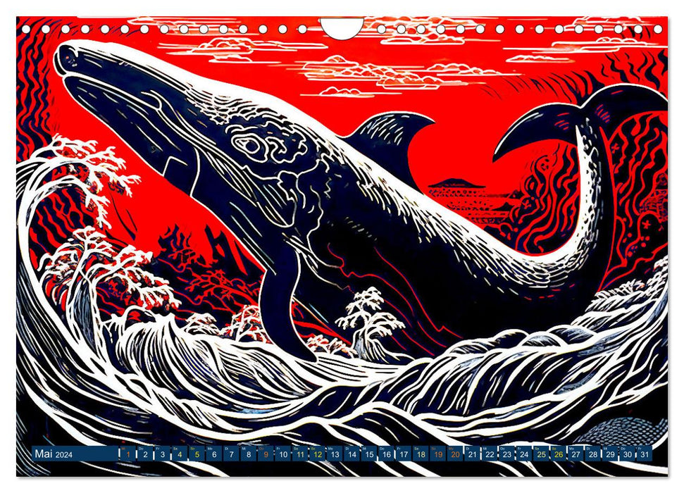 Linolwelt - Meeresbewohner und Kunst (CALVENDO Wandkalender 2024)