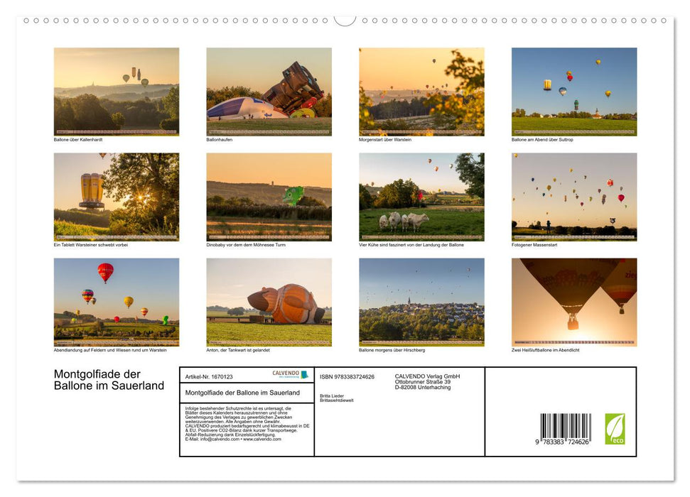 Montgolfiade der Ballone im Sauerland (CALVENDO Premium Wandkalender 2024)
