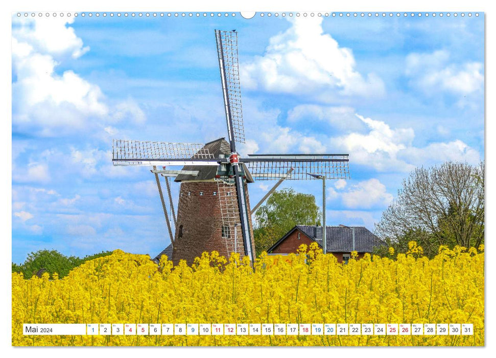 Besondere Windmühlen am Niederrhein (CALVENDO Premium Wandkalender 2024)