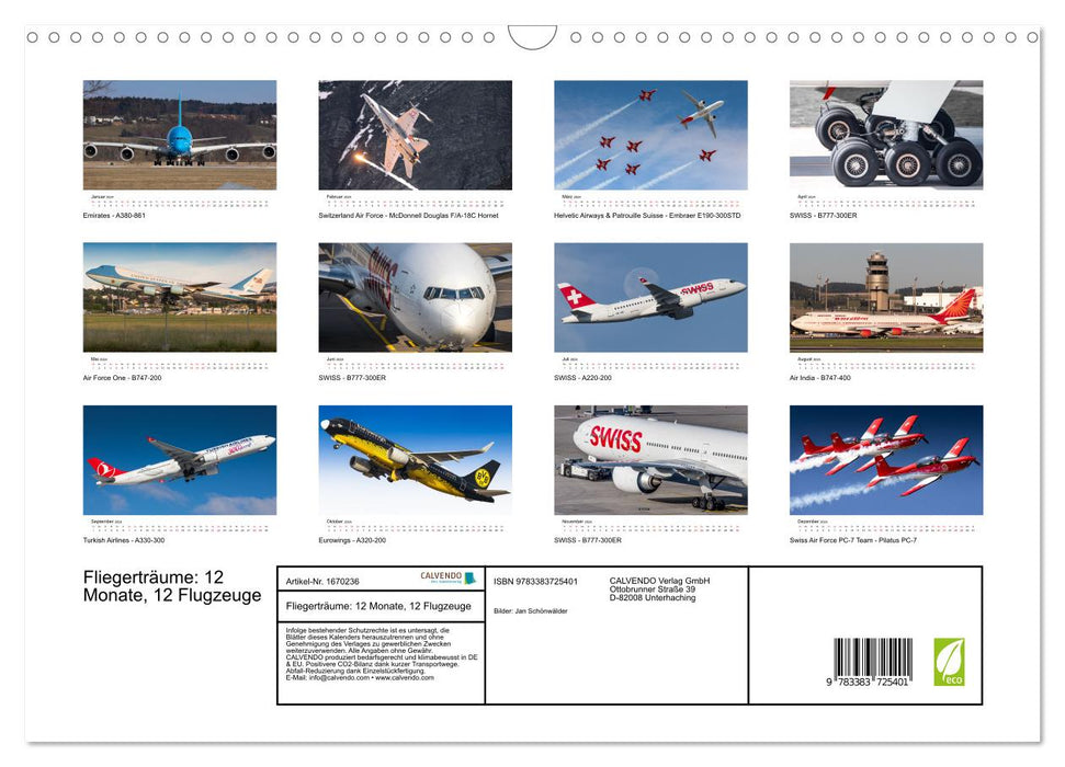 Fliegerträume: 12 Monate, 12 Flugzeuge (CALVENDO Wandkalender 2024)