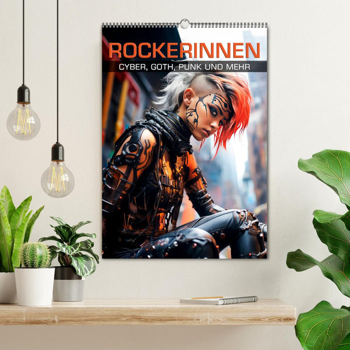 ROCKERINNEN Cyber, Goth, Punk und mehr (CALVENDO Wandkalender 2024)