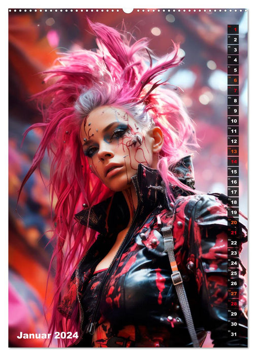 ROCKERINNEN Cyber, Goth, Punk und mehr (CALVENDO Wandkalender 2024)