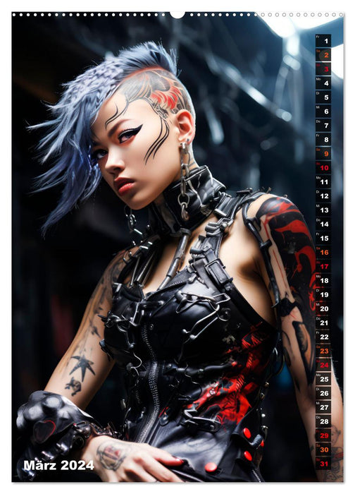 ROCKERINNEN Cyber, Goth, Punk und mehr (CALVENDO Wandkalender 2024)