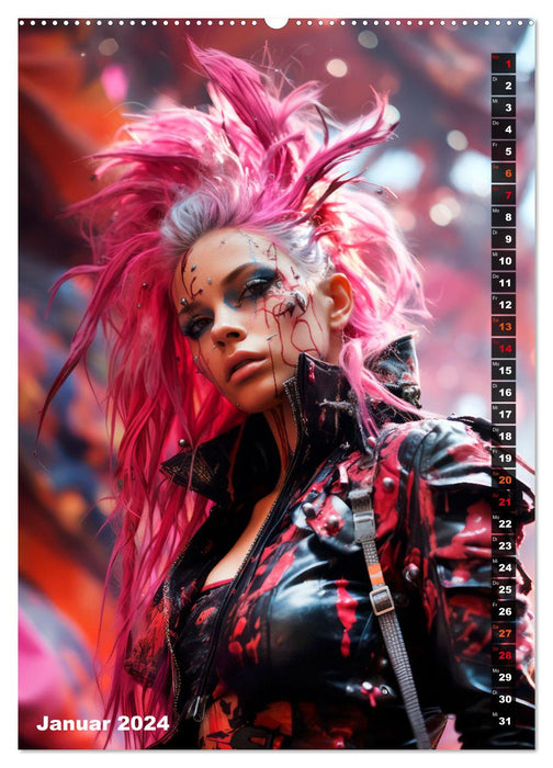 ROCKERINNEN Cyber, Goth, Punk und mehr (CALVENDO Premium Wandkalender 2024)