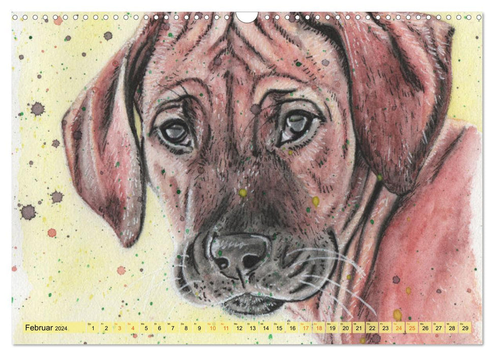 Hundeporträts in Aquarell (CALVENDO Wandkalender 2024)