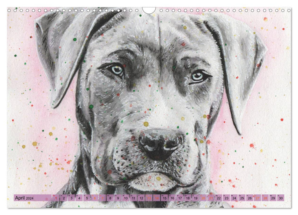 Hundeporträts in Aquarell (CALVENDO Wandkalender 2024)