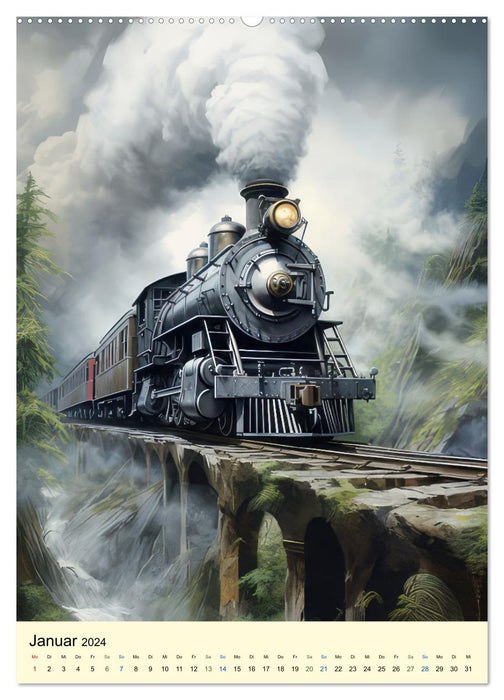 Steampunk Lokomotiven (CALVENDO Premium Wandkalender 2024)