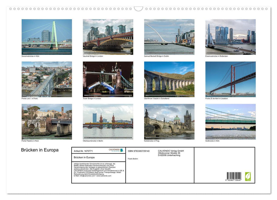 Brücken in Europa (CALVENDO Wandkalender 2024)