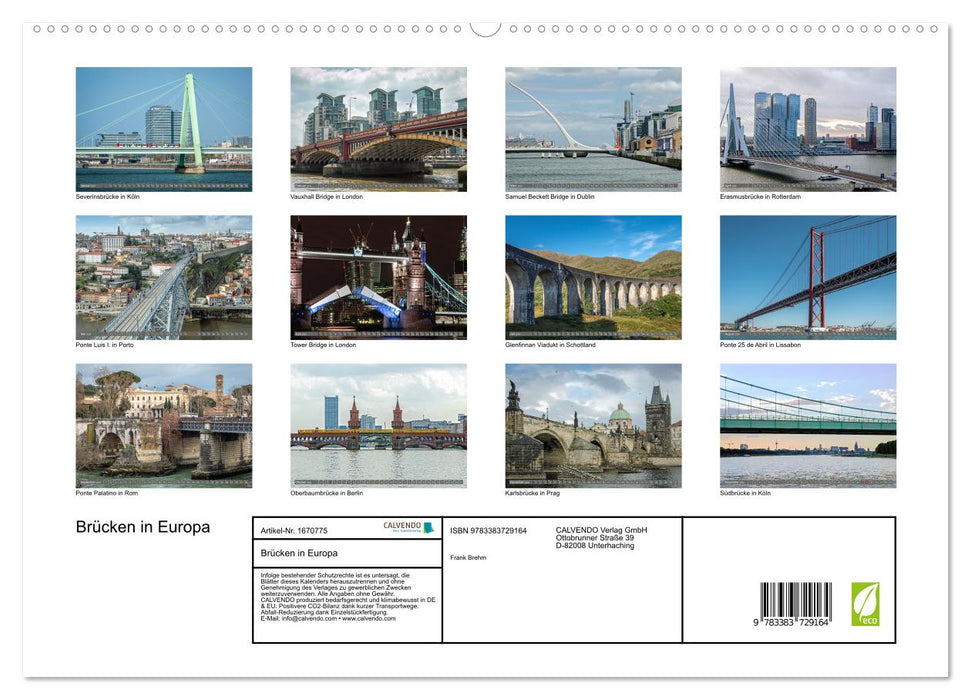 Brücken in Europa (CALVENDO Premium Wandkalender 2024)