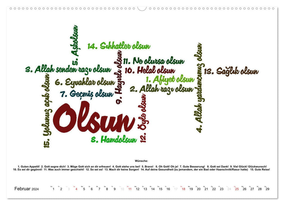 Smalltalk Sprachkalender Türkisch-Deutsch (CALVENDO Premium Wandkalender 2024)
