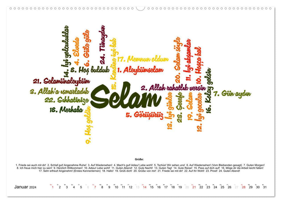 Smalltalk Sprachkalender Türkisch-Deutsch (CALVENDO Wandkalender 2024)