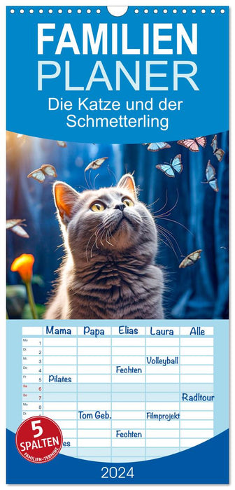 Die Katze und der Schmetterling (CALVENDO Familienplaner 2024)
