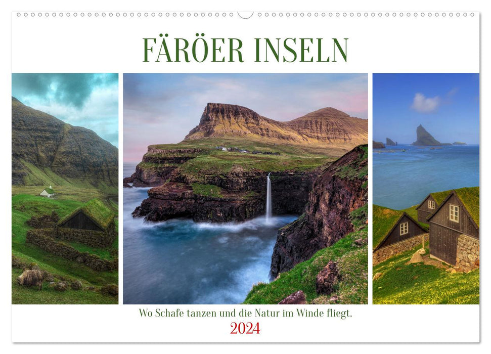Färöer Inseln - Wo Schafe tanzen und die Natur im Winde fliegt (CALVENDO Wandkalender 2024)