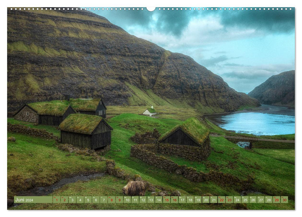 Färöer Inseln - Wo Schafe tanzen und die Natur im Winde fliegt (CALVENDO Premium Wandkalender 2024)