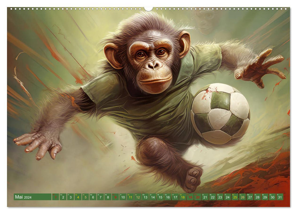 Fußballfieber bei den Babyaffen (CALVENDO Wandkalender 2024)