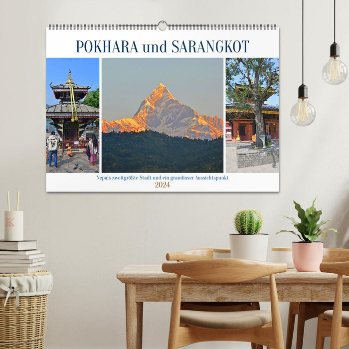 POKHARA und SARANGKOT (CALVENDO Wandkalender 2024)