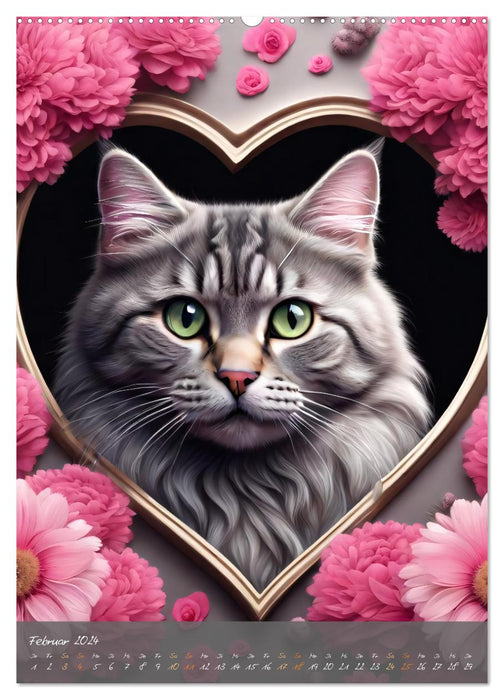 Süße flauschige Katzen (CALVENDO Premium Wandkalender 2024)