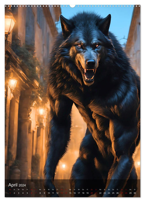 Loups-garous - lune mystique (Calvendo Premium Wall Calendar 2024) 
