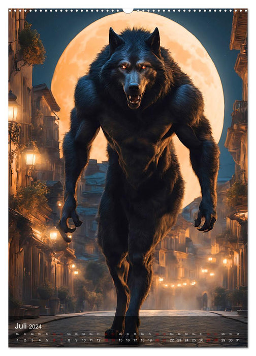 Loups-garous - lune mystique (Calvendo Premium Wall Calendar 2024) 