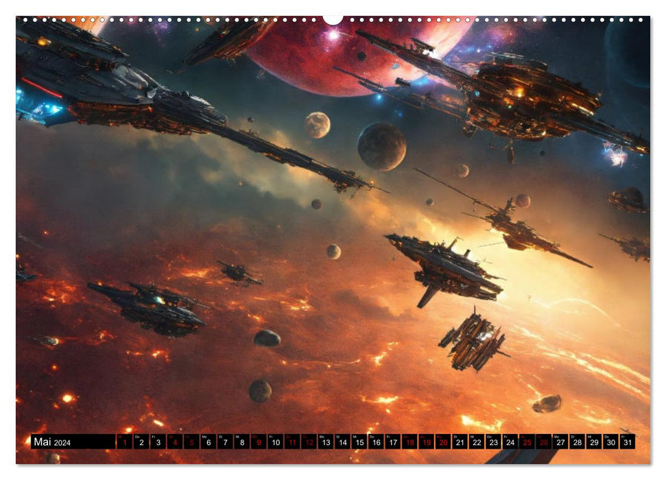Futuristische Weltraumschlachten (CALVENDO Wandkalender 2024)