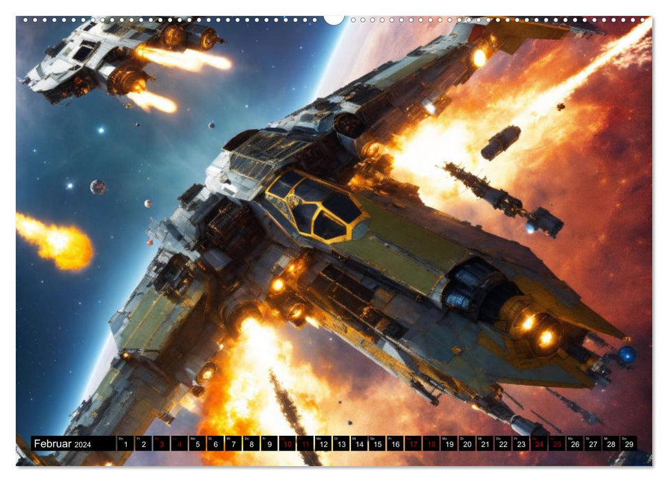 Futuristische Weltraumschlachten (CALVENDO Premium Wandkalender 2024)