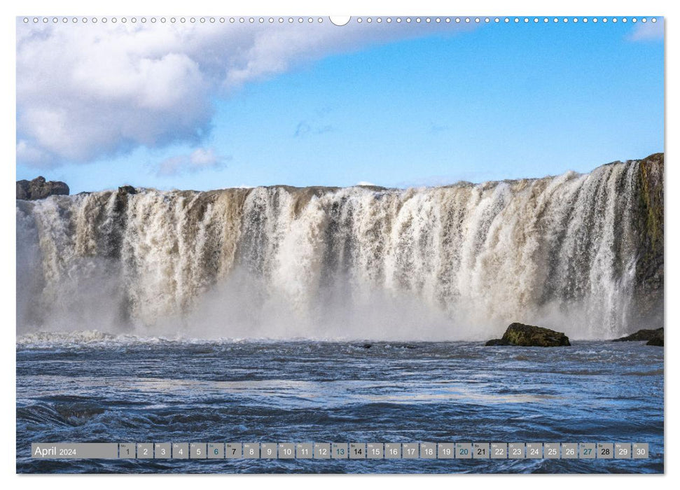 Islande – Glaciers, cascades, sources chaudes (Calendrier mural CALVENDO 2024) 