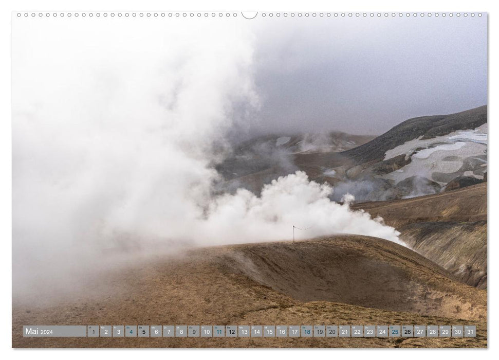 Island - Gletscher, Wasserfälle, Heiße Quellen (CALVENDO Wandkalender 2024)